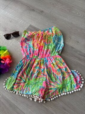 Lilly Pulitzer Tropical Print Elastic-Waist Romper in Multicolor